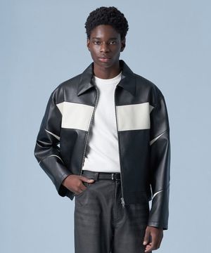 슬릿 레더 자켓 (블랙)