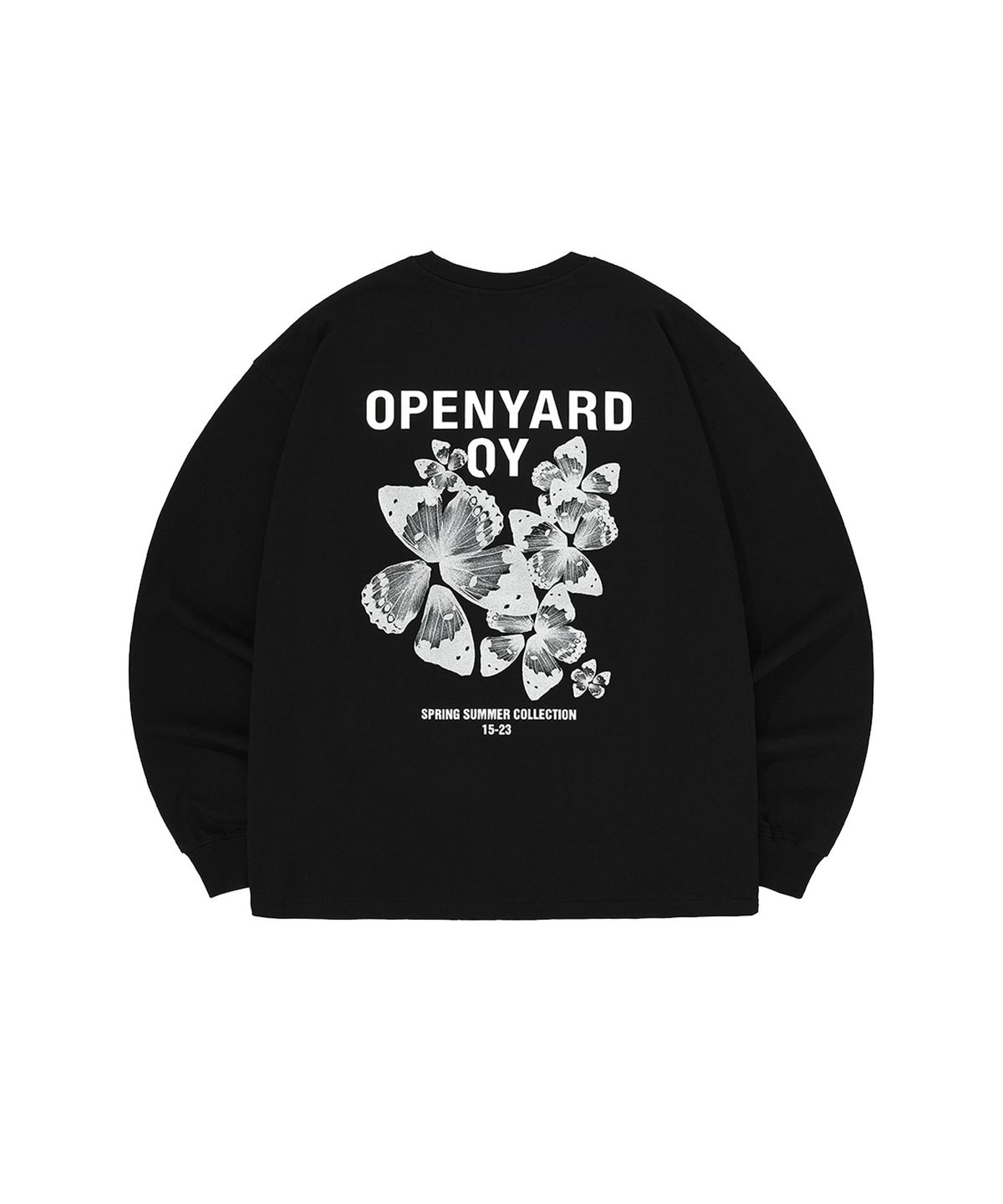 오픈야드(오와이)(OPENYARD(OY)) 버터플라이 로고 롱 슬리브-블랙