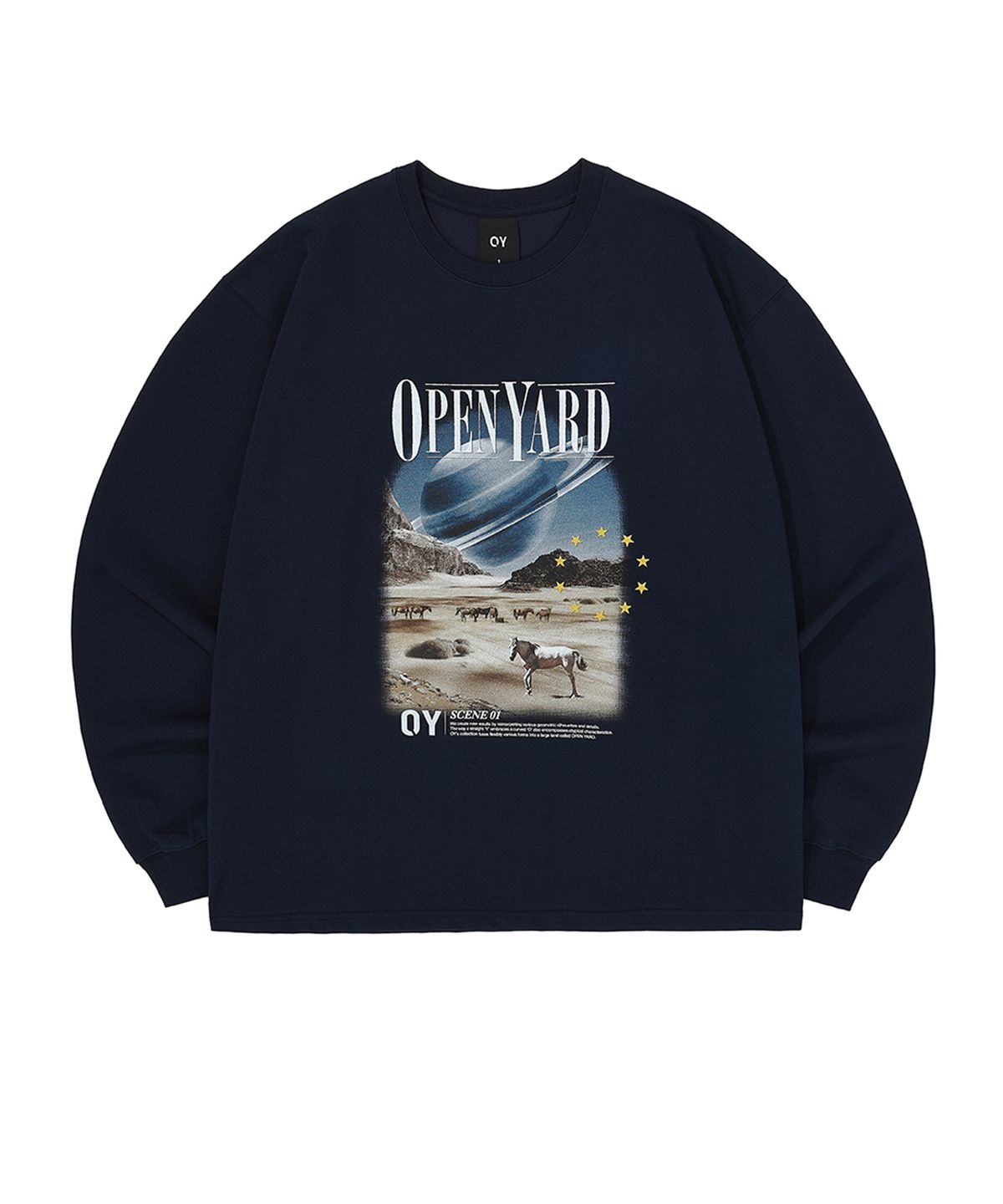오픈야드(오와이)(OPENYARD(OY)) 데저트 플래닛 롱 슬리브-네이비