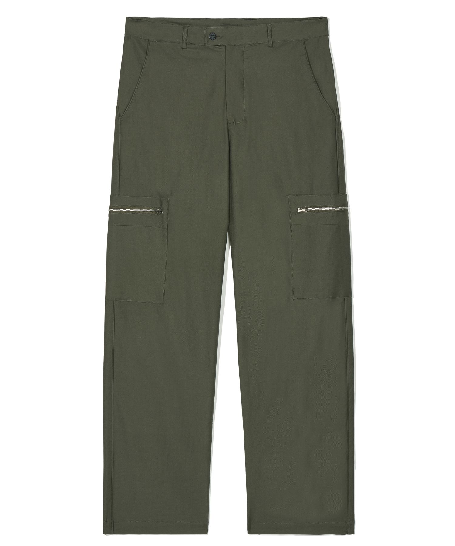 MUSINSA | PARTIMENTO Piping Zip Wide Cargo Pants Khaki