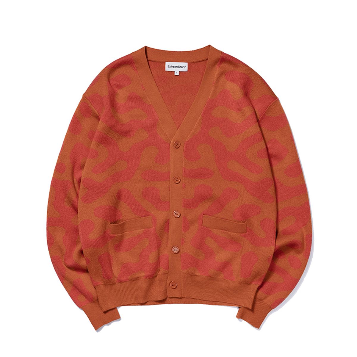 엑스트라오디너리(EXTRAORDINARY) PATTERN CARDIGAN  ORANGE