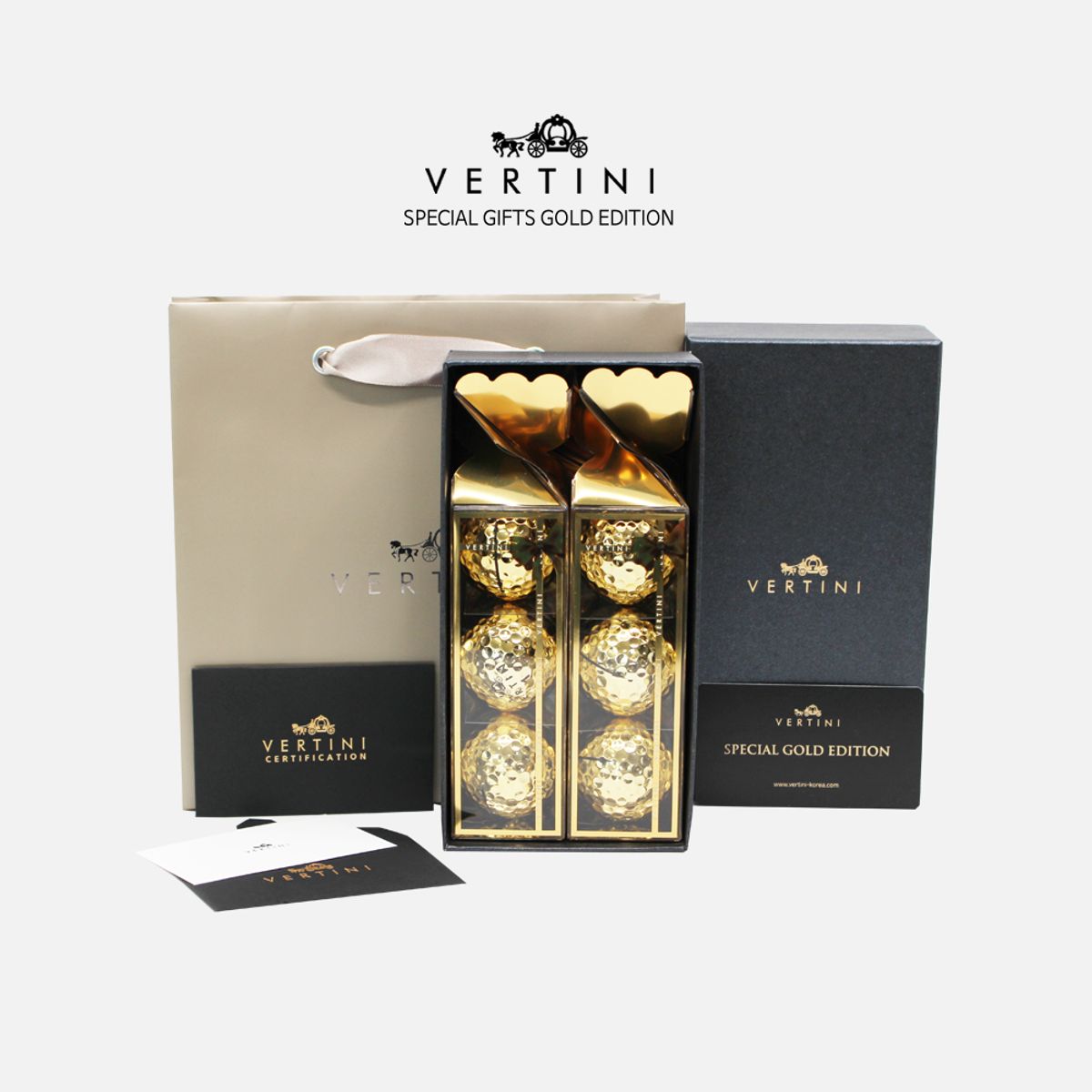 베르티니(VERTINI) 황금 골프공 6구 2피스 골프공 선물세트 VGBS09