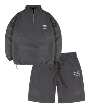 [SET] 이지 나일론 반집업 반바지 셋업 다크그레이