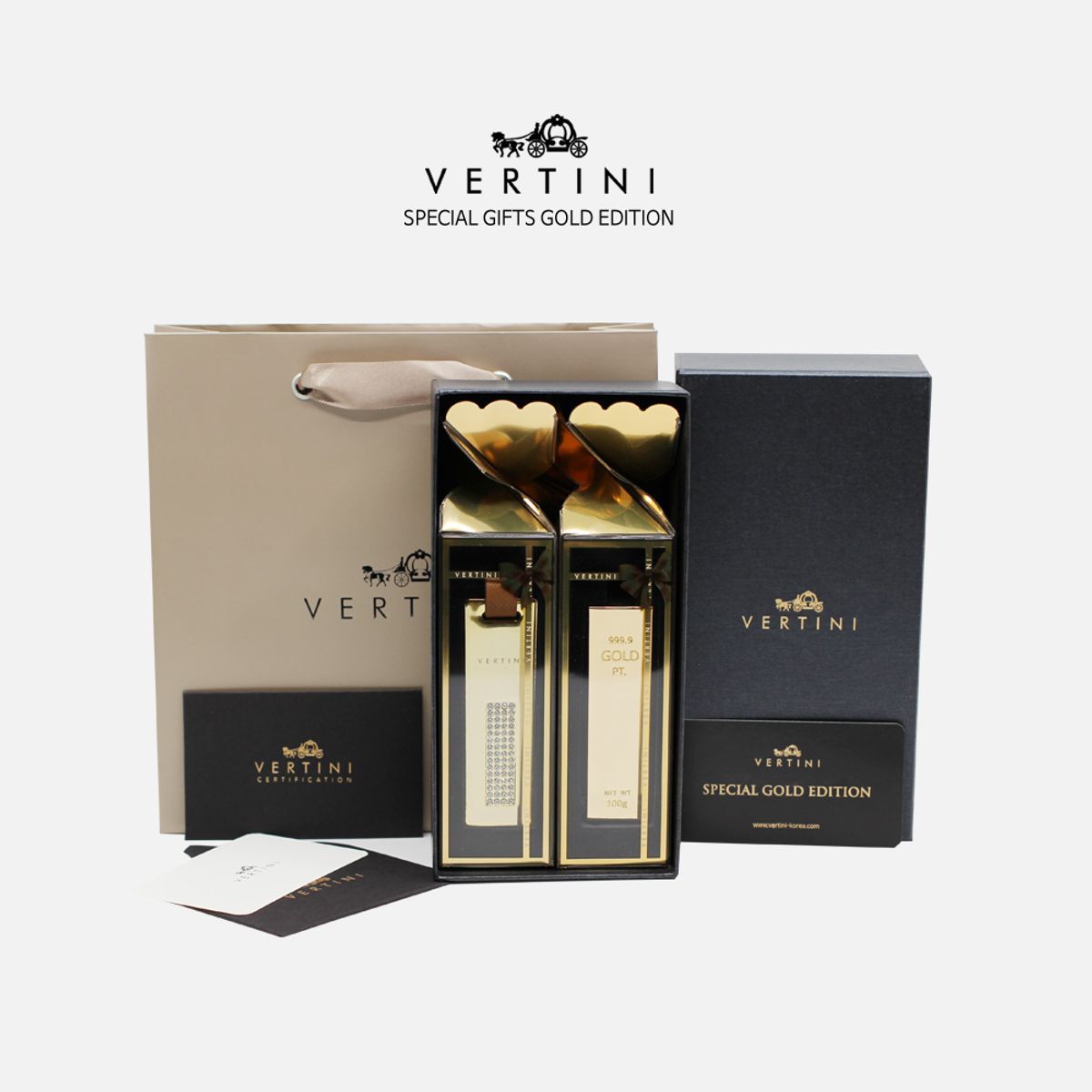 베르티니(VERTINI) 골프 네임택+골드바 골프티 홀더 골프용품 선물세트 VGBSB02