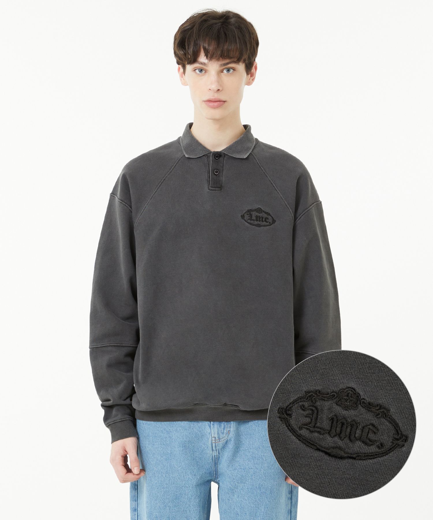 MUSINSA公式 | LMC OVERDYED GOTHIC OVAL COLLAR SWEATSHIRT black