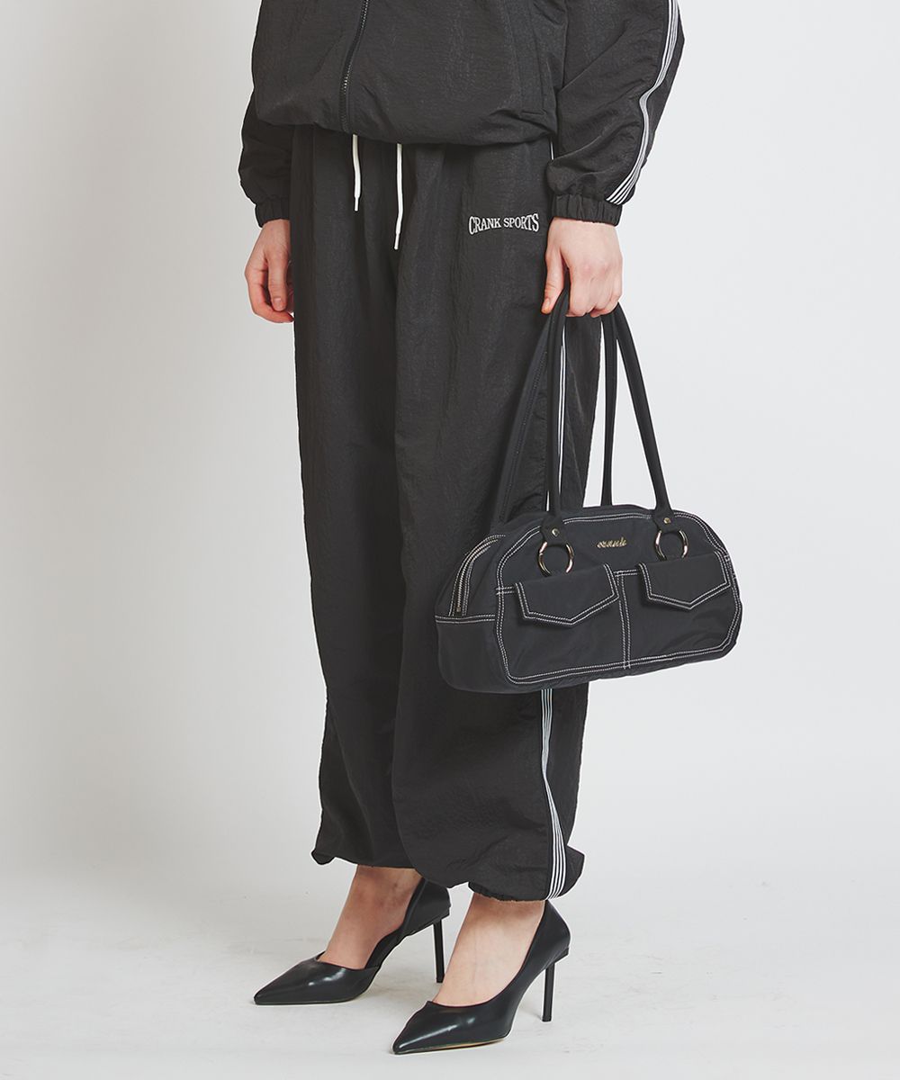 MUSINSA | CRANK Number Wind Break Jogger Pants_Black