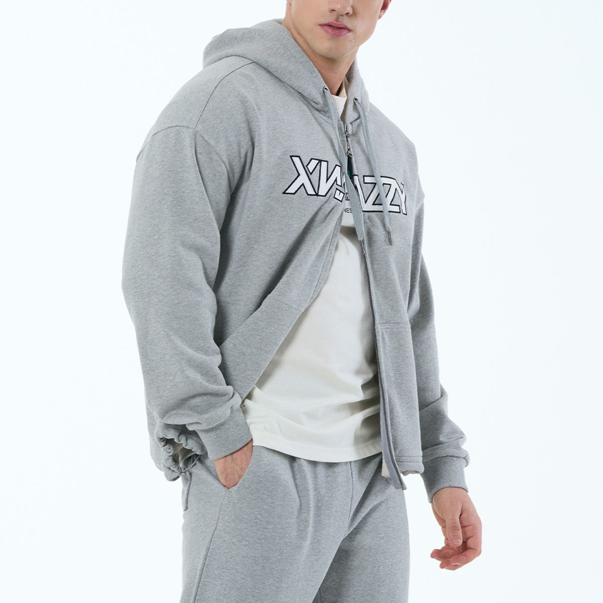 엑스네지(XNAZZY) 투웨이 스포티 후드집업 XN23SPMHD01 M/GRAY