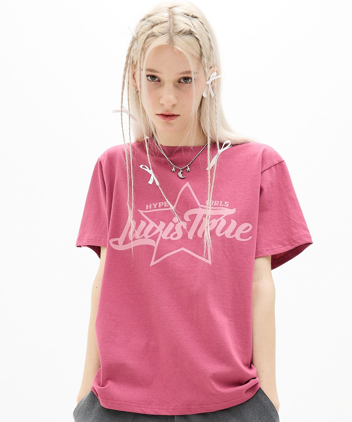 러브이즈트루(LUVISTRUE) DN STAR LOGO TEE(PINK)