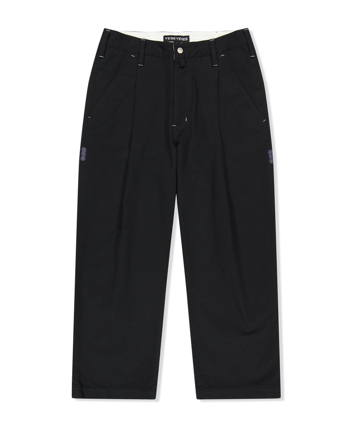 예스아이씨(YESEYESEE) Broad One Tuck Cotton Twill Pants Black