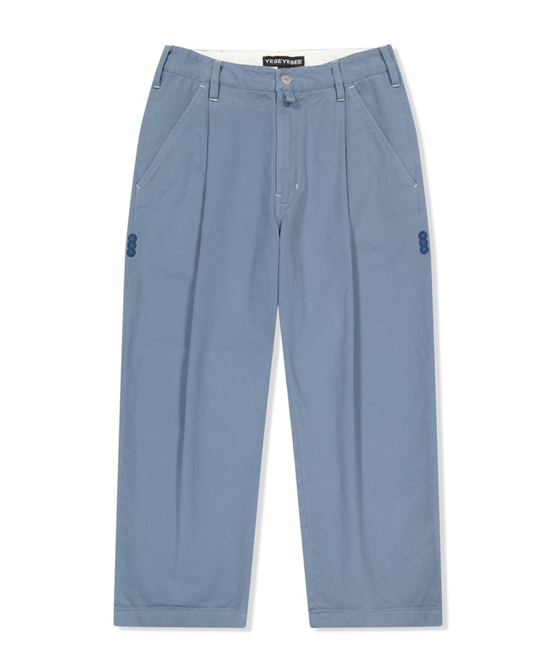 Broad One Tuck Cotton Twill Pants Dark Blue