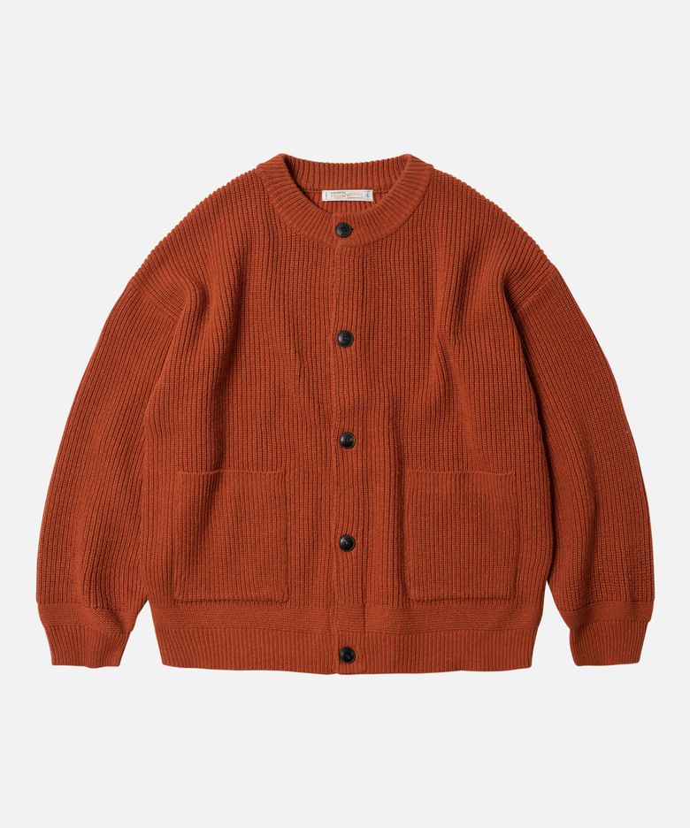 HEAVY WOOL ROUND CARDIGAN _ BRICK