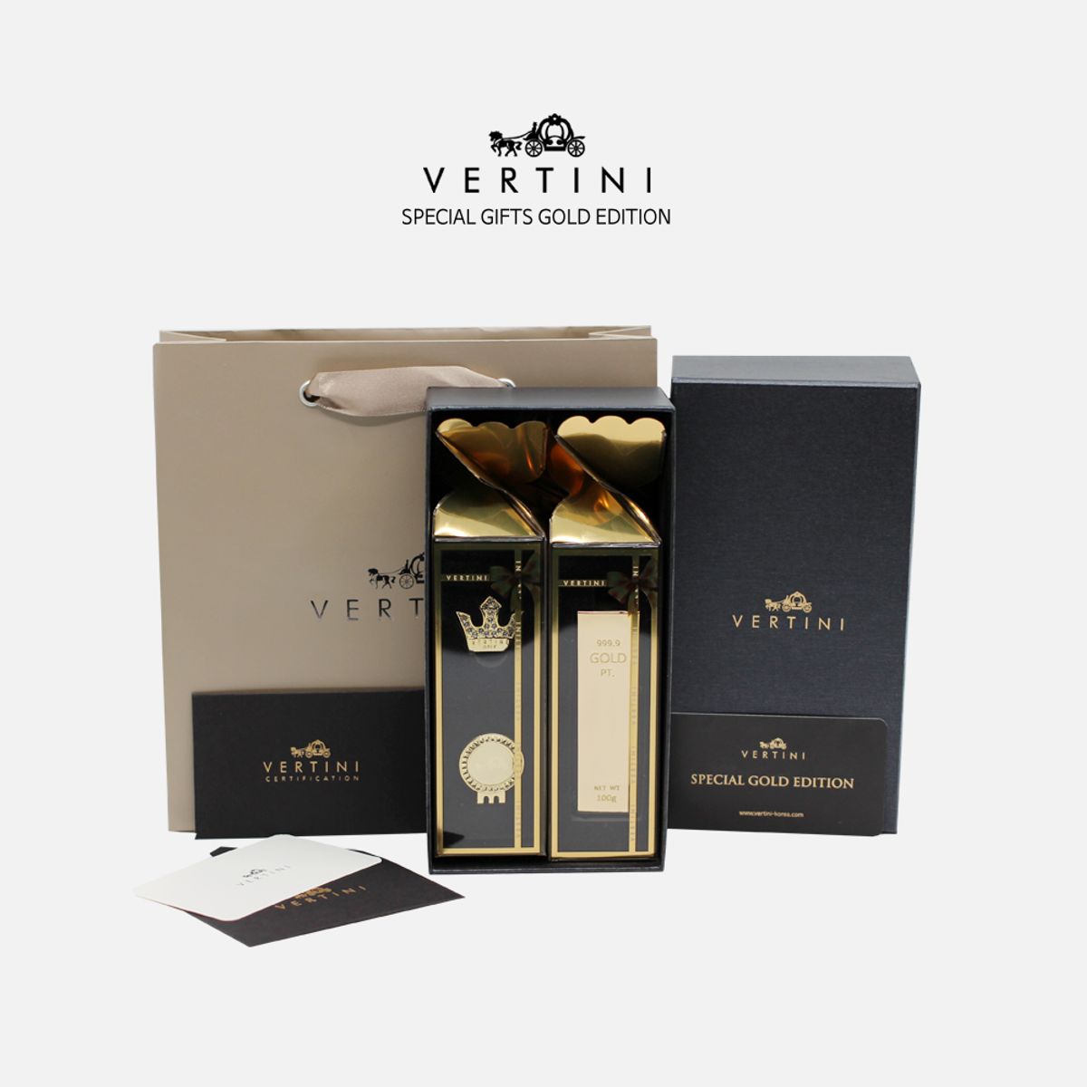 베르티니(VERTINI) 왕관 볼마커+골드바 골프티 홀더 골프용품 선물세트 VGBSB04