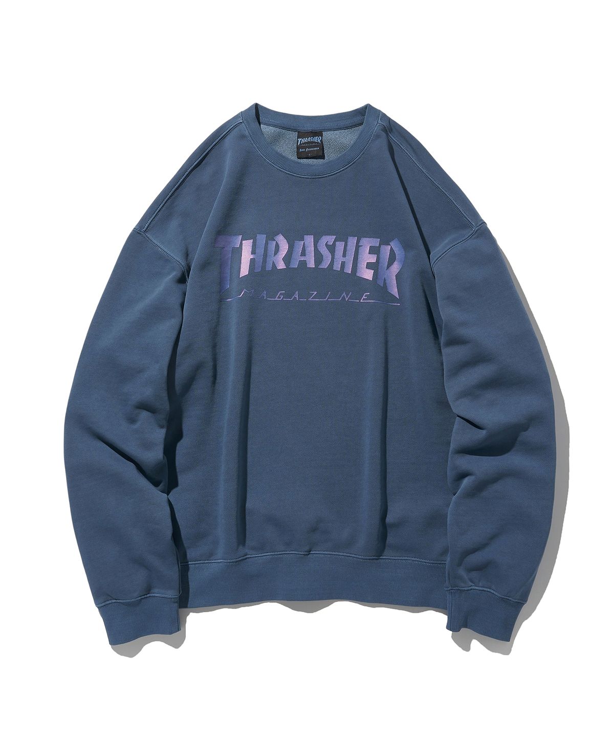 트레셔(THRASHER) 매거진 피그먼트 다잉 맨투맨 다크 블루