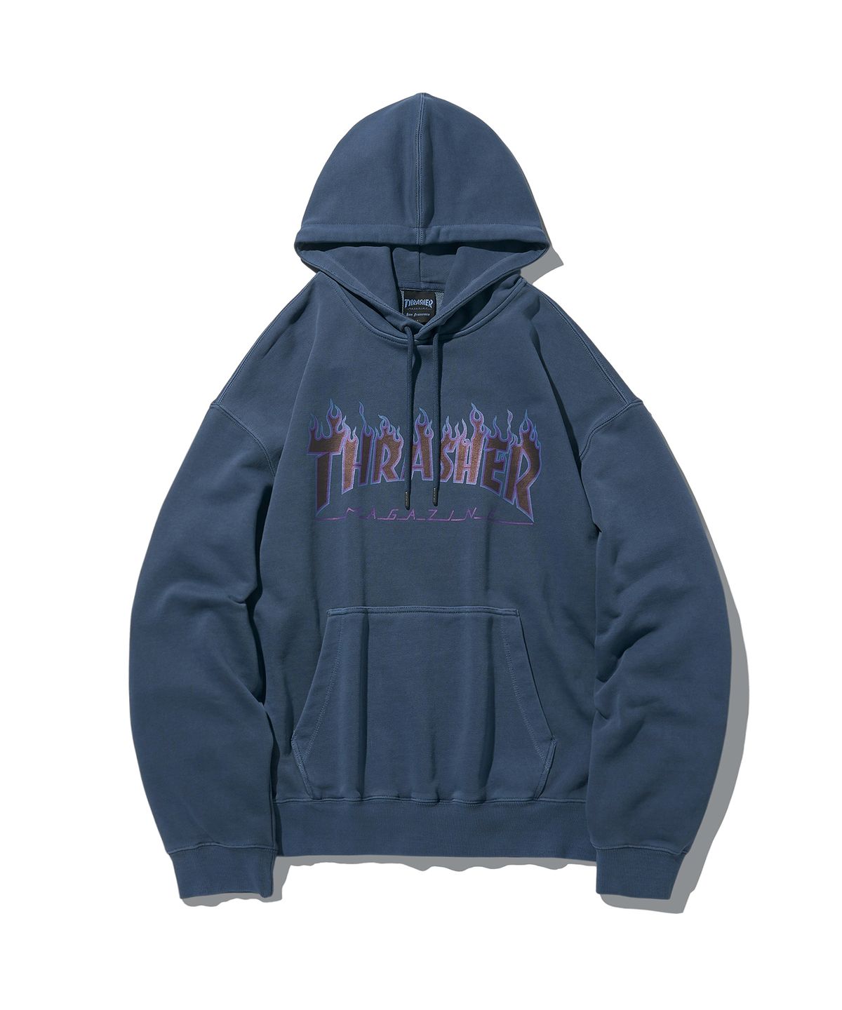트레셔(THRASHER) 플레임 피그먼트 다잉 후디 다크 블루