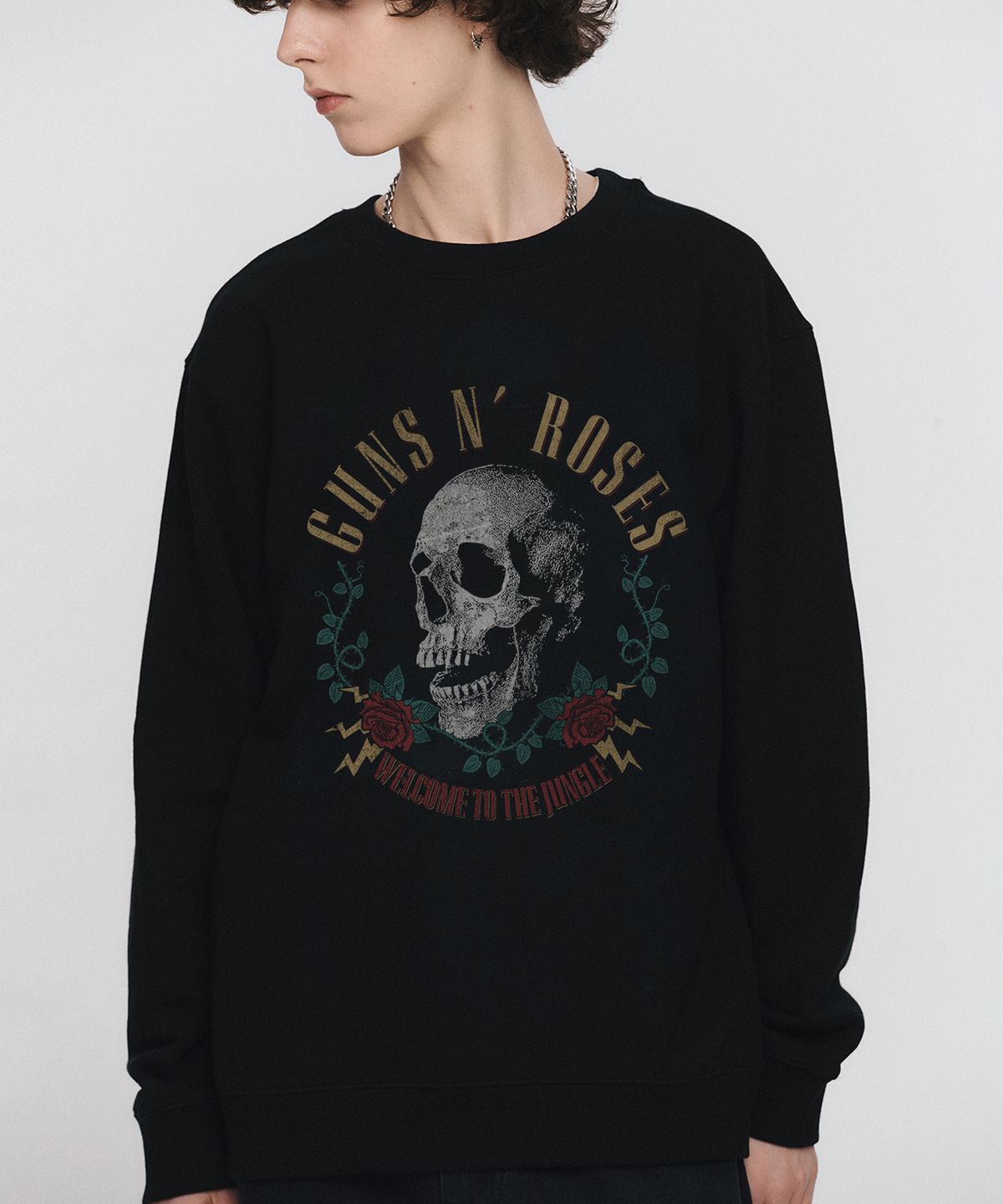 브라바도(BRAVADO) GNR Rhinestone Skull Sweatshirt BK (BRENT2337)