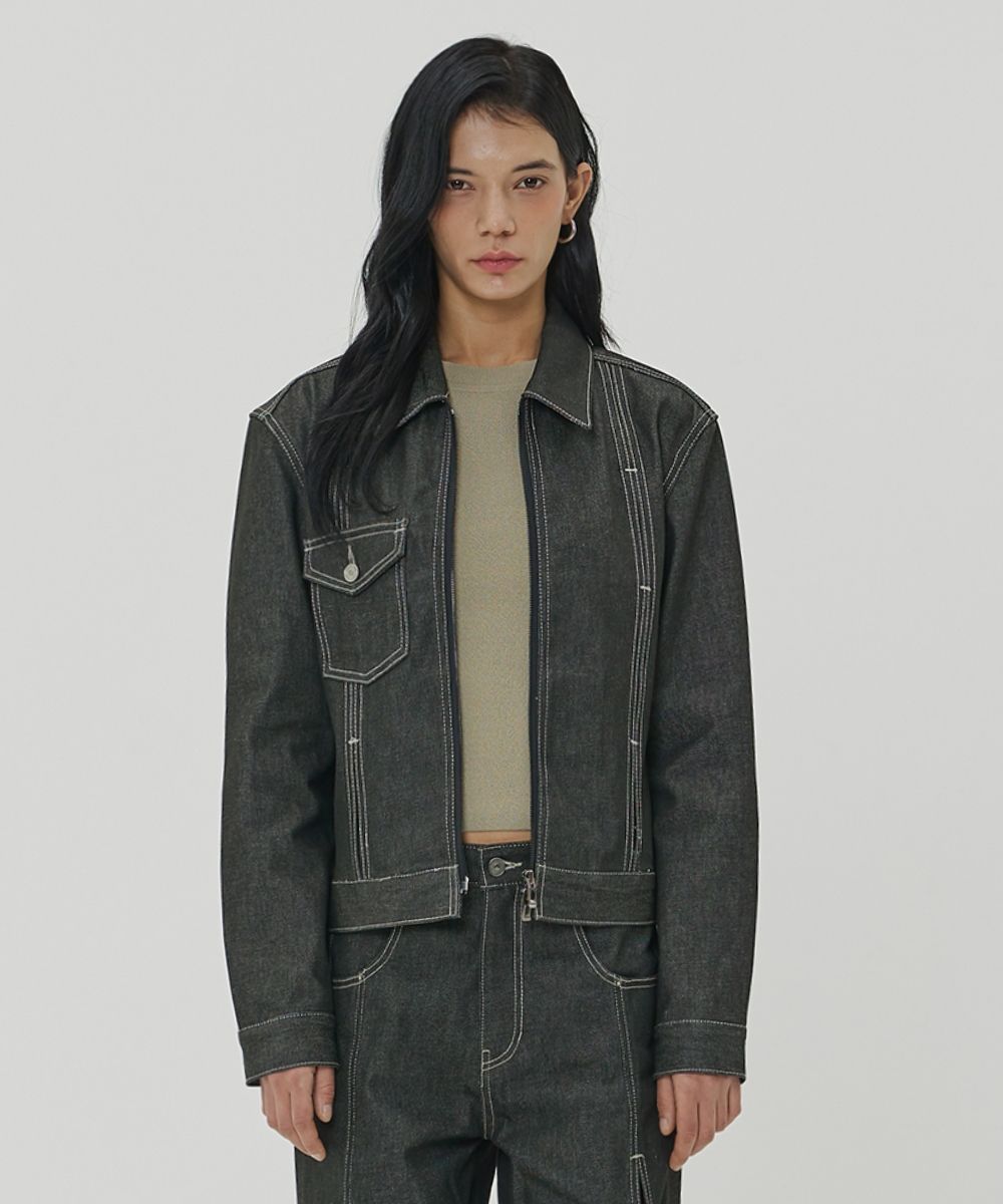 【MAISON MINED】23SS★ (W) URBAN SHORT JACKET MUSINSA | MAISON MINED (W) CROPPED DENIM JACKET - BLACK