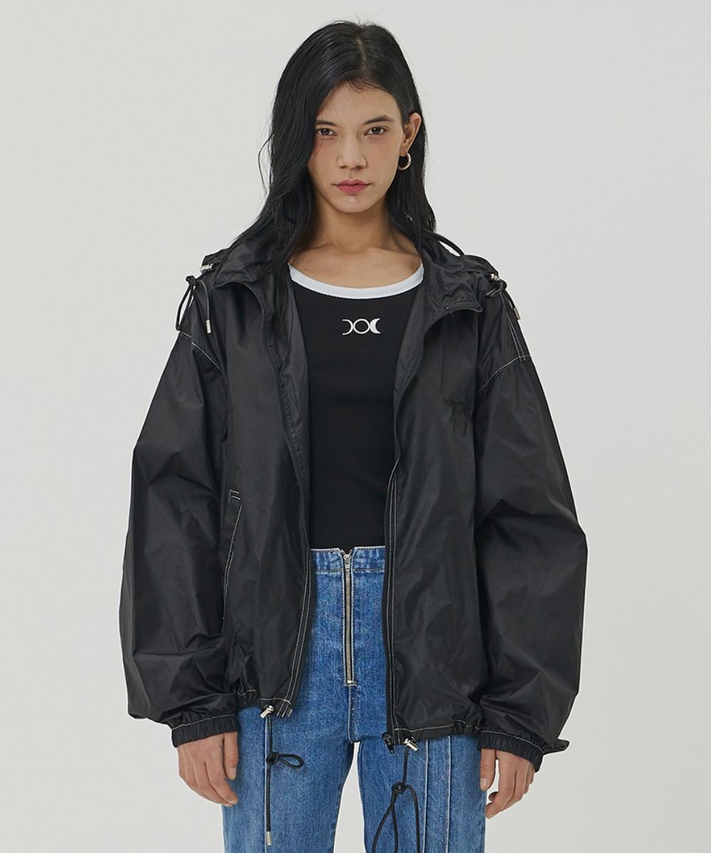 【MAISON MINED】23SS★ TRIPLE MOON NYLON WINDBREAKER MUSINSA | MAISON MINED (W) TRIPLE MOON NYLON WINDBREAKER - BLACK