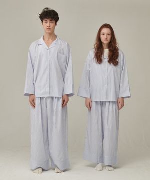 (uni)도미토리 펜슬 스트라이프 파자마 블루