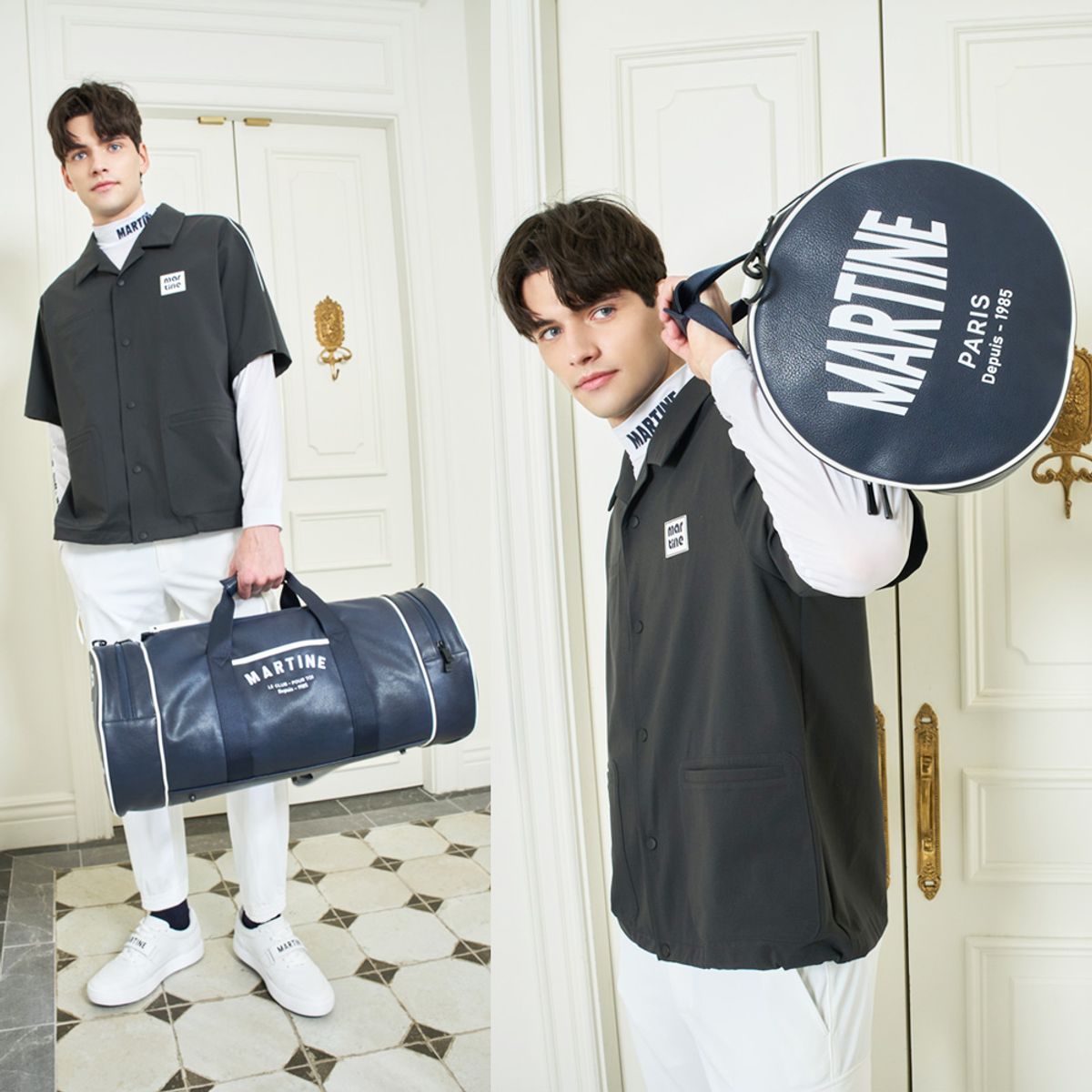 마틴골프(MARTINE GOLF) Pleather boston bag_Navy (Men)