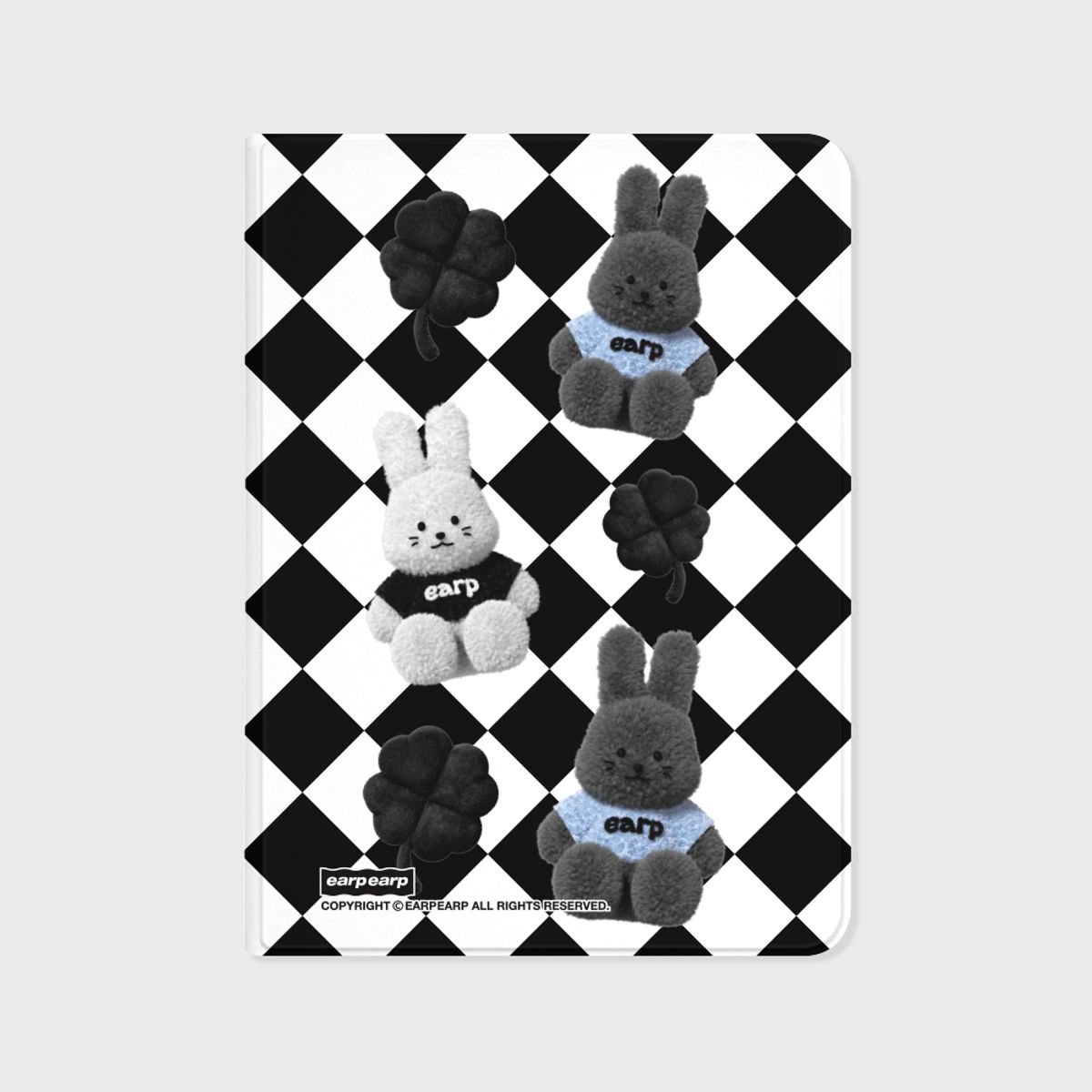 어프어프(EARPEARP) CHECKER BOARD FLUFFY POPO-BLACK(아이패드-커버)