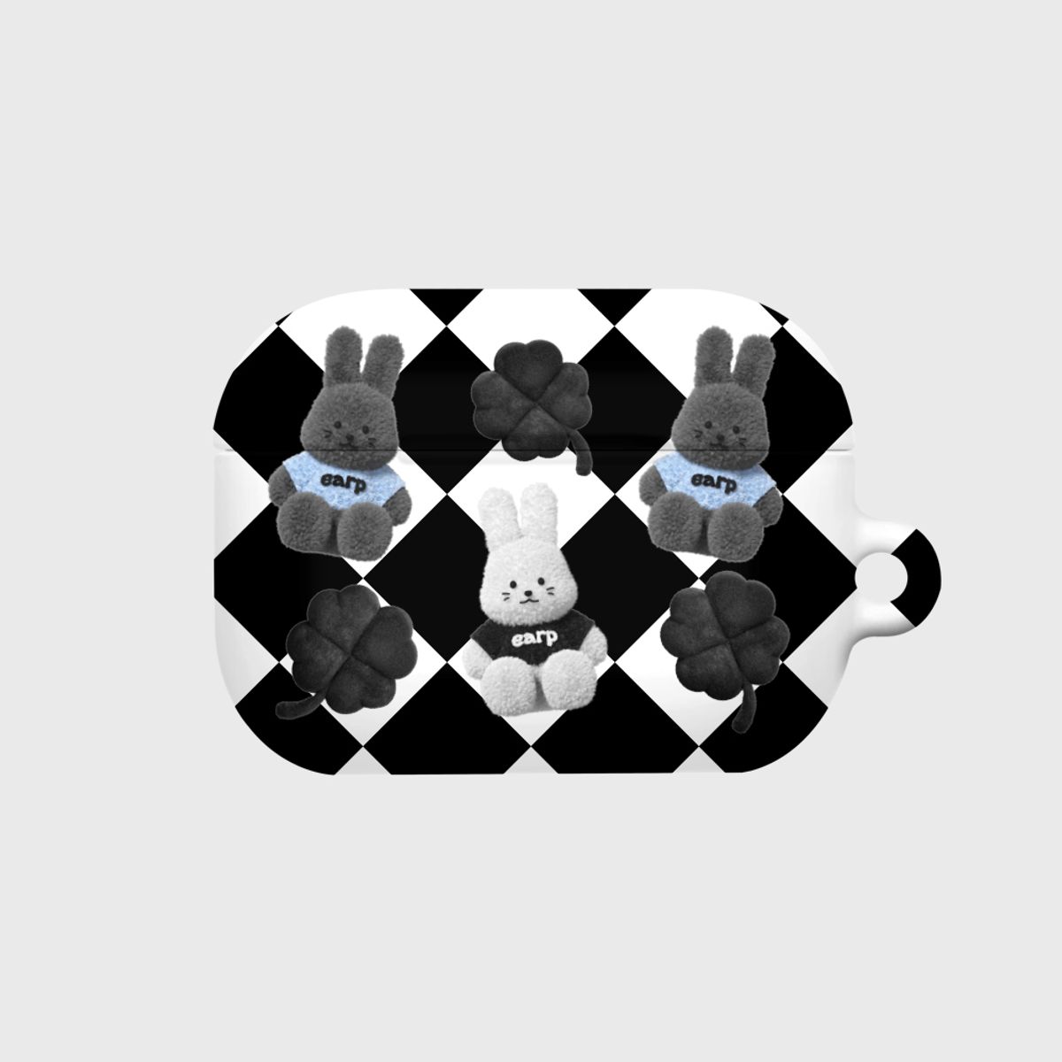 어프어프(EARPEARP) CHECKER BOARD FLUFFY POPO-BLACK(에어팟프로-하드)