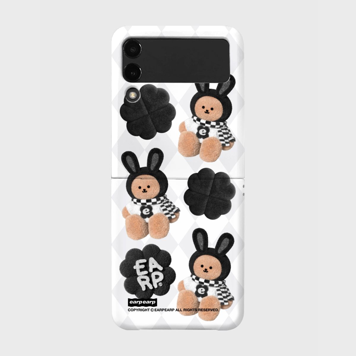 어프어프(EARPEARP) 갤럭시 Z플립5 CHECKER BOARD FAKE RABBIT COVY-GREY(Z플립-하드)