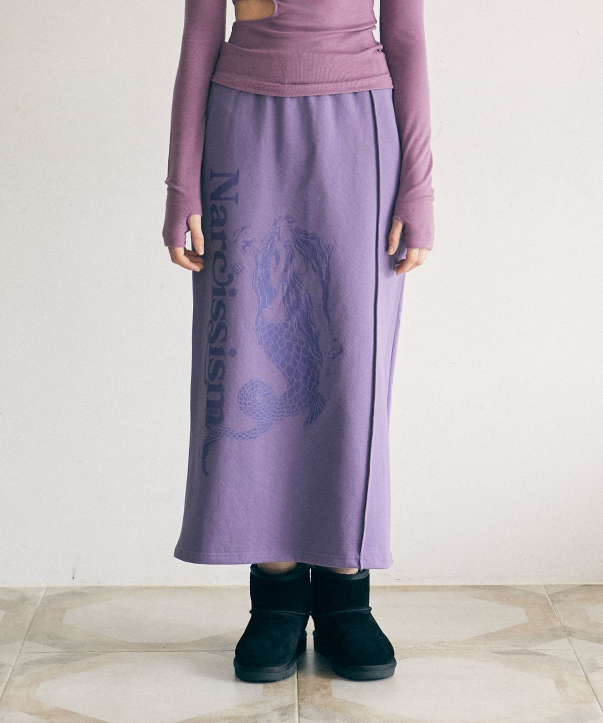 아트스피크하우스(ART SPEAK HOUSE) NARCISSISM SWEAT SKIRT_DEEP MAUVE
