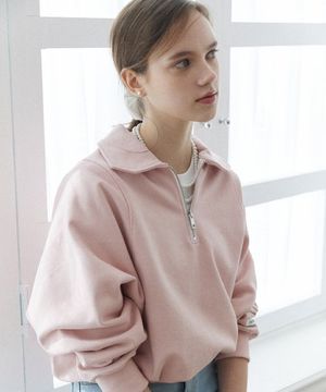 레아 하프 집업 스웨트셔츠 - 라이트핑크