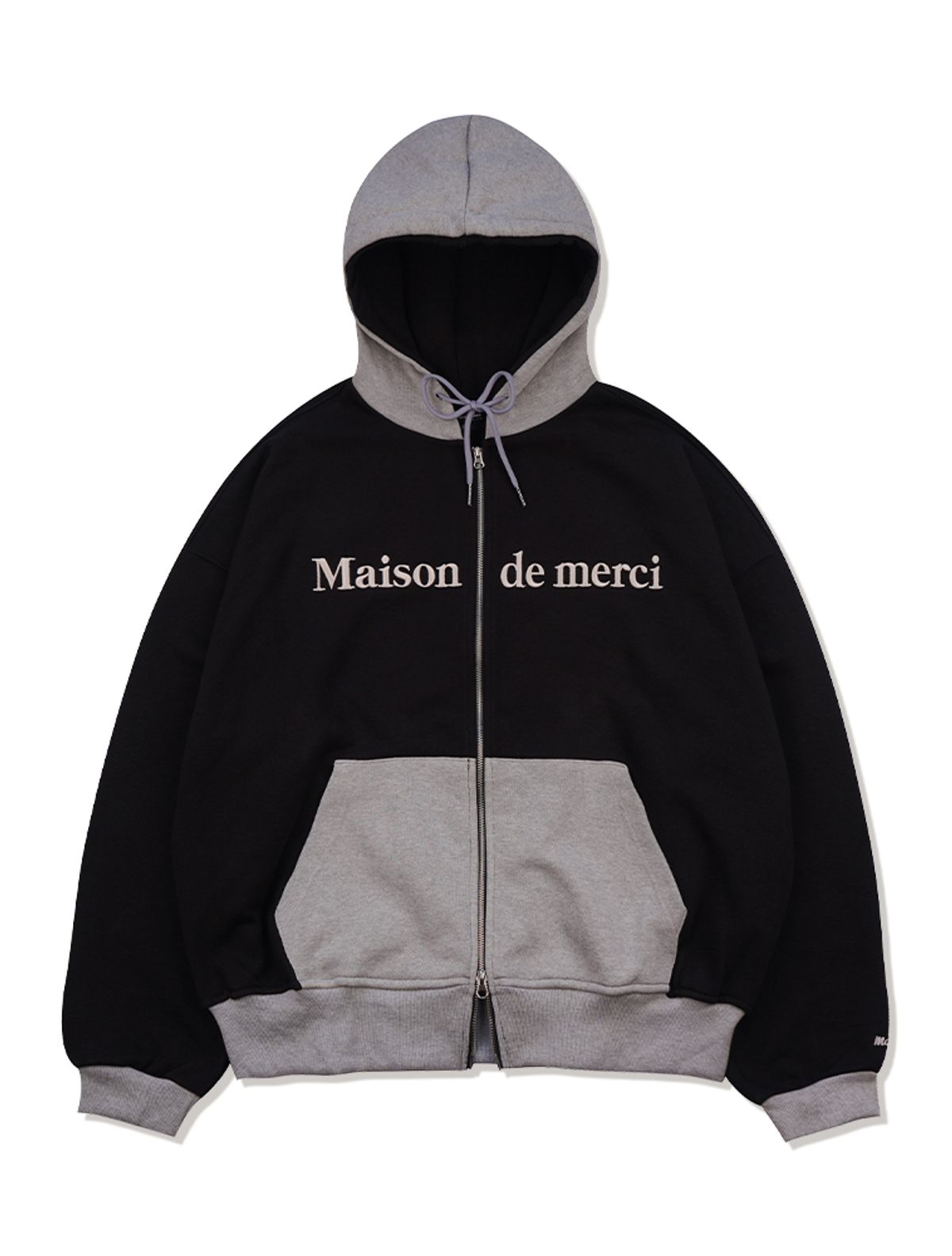 라 메종 스튜디오(LA MAISON STUDIO) UNISEX 투웨이 투톤 드롭핏 후드집업 블랙(FCD1ZP101M)