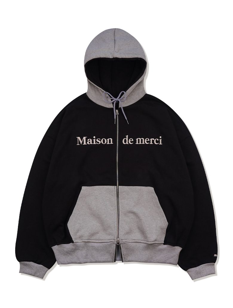 UNISEX 투웨이 투톤 드롭핏 후드집업 블랙(FCD1ZP101M)