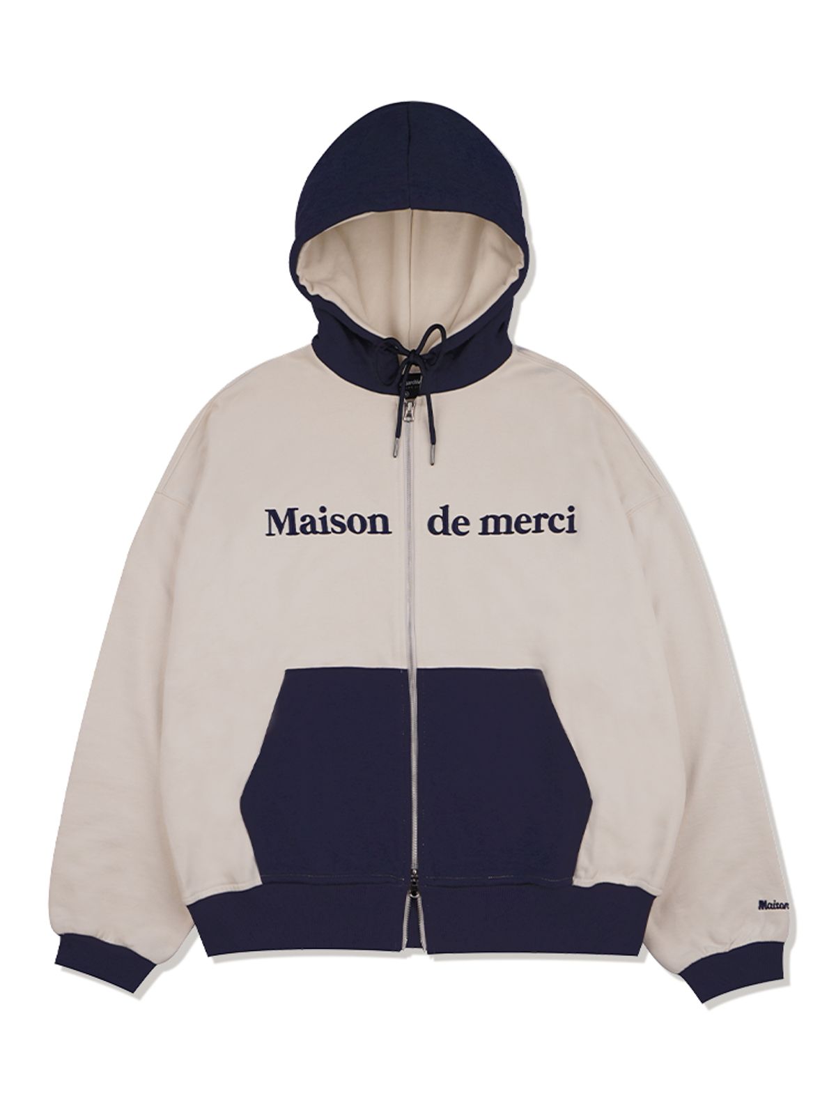 라 메종 스튜디오(LA MAISON STUDIO) UNISEX 투웨이 투톤 드롭핏 후드집업 크림(FCD1ZP101M)