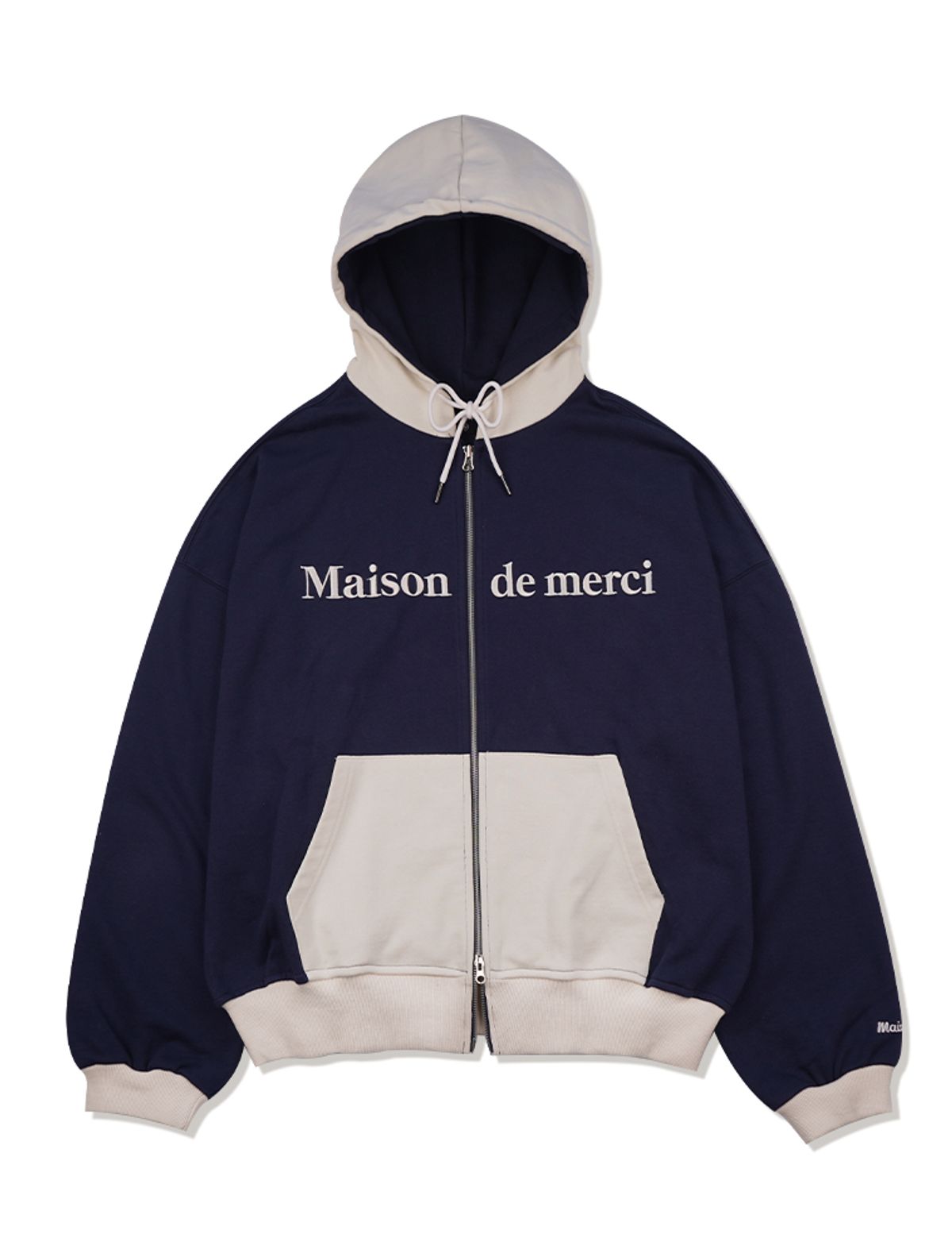 라 메종 스튜디오(LA MAISON STUDIO) UNISEX 투웨이 투톤 드롭핏 후드집업 네이비(FCD1ZP101M)