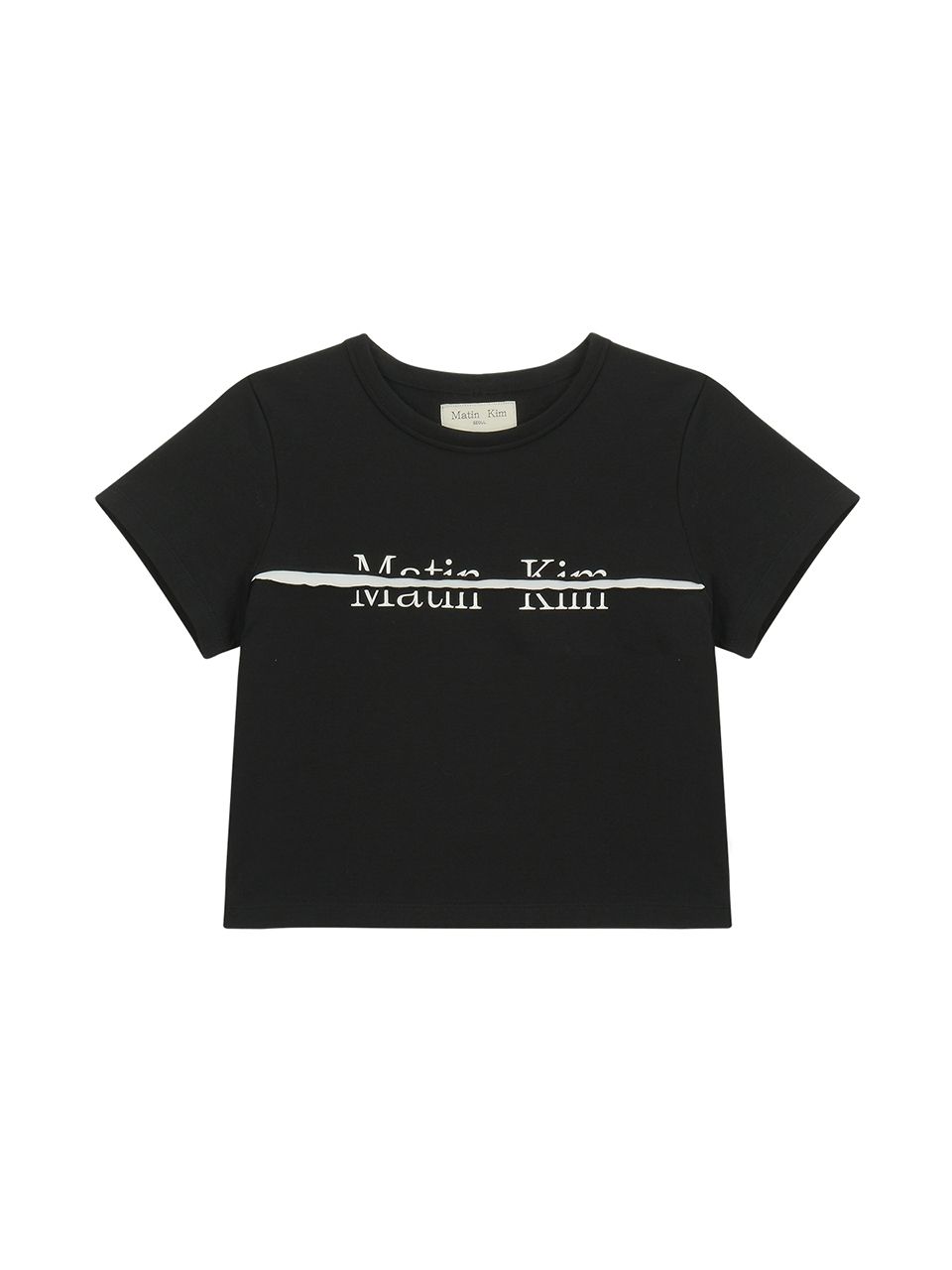 마뗑킴(MATIN KIM) CUTTED LOGO CROP TOP IN BLACK - 사이즈