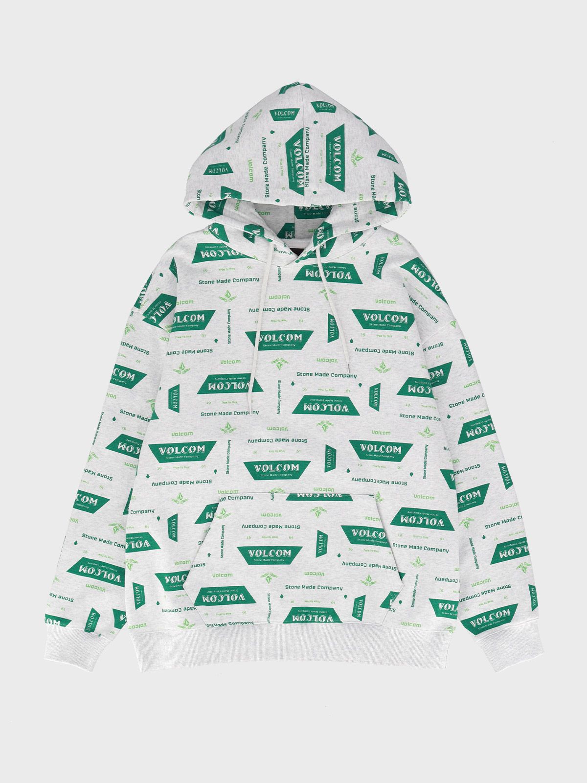 볼컴(VOLCOM) 로고 패턴 오버핏 기모 후드 티셔츠(그린)