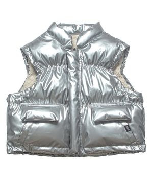 리버시블 글로시 패딩 베스트_실버