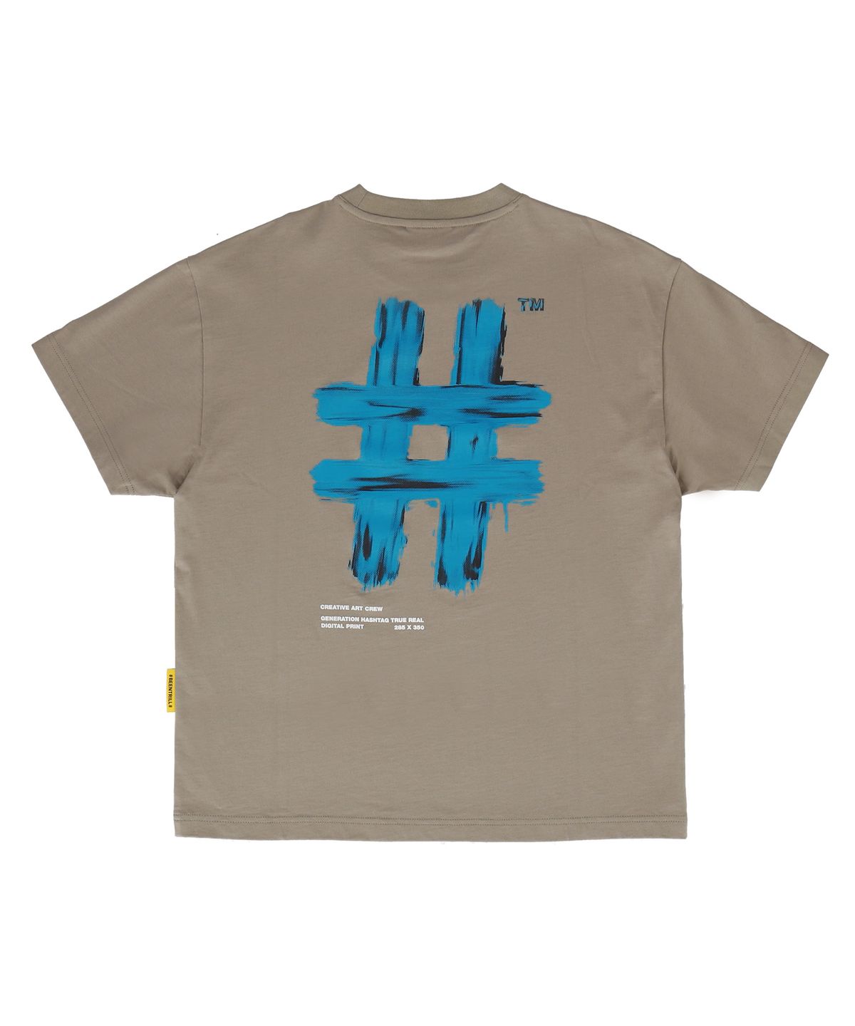 빈트릴(BEENTRILL) 뉴 페인팅 해시태그 오버핏 반팔 티셔츠(카키 베이지)