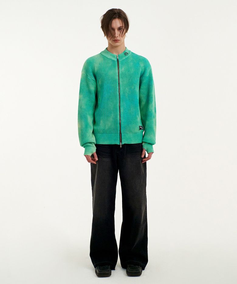 DYEING ZIP-UP CARDIGAN (AQUA MINT)
