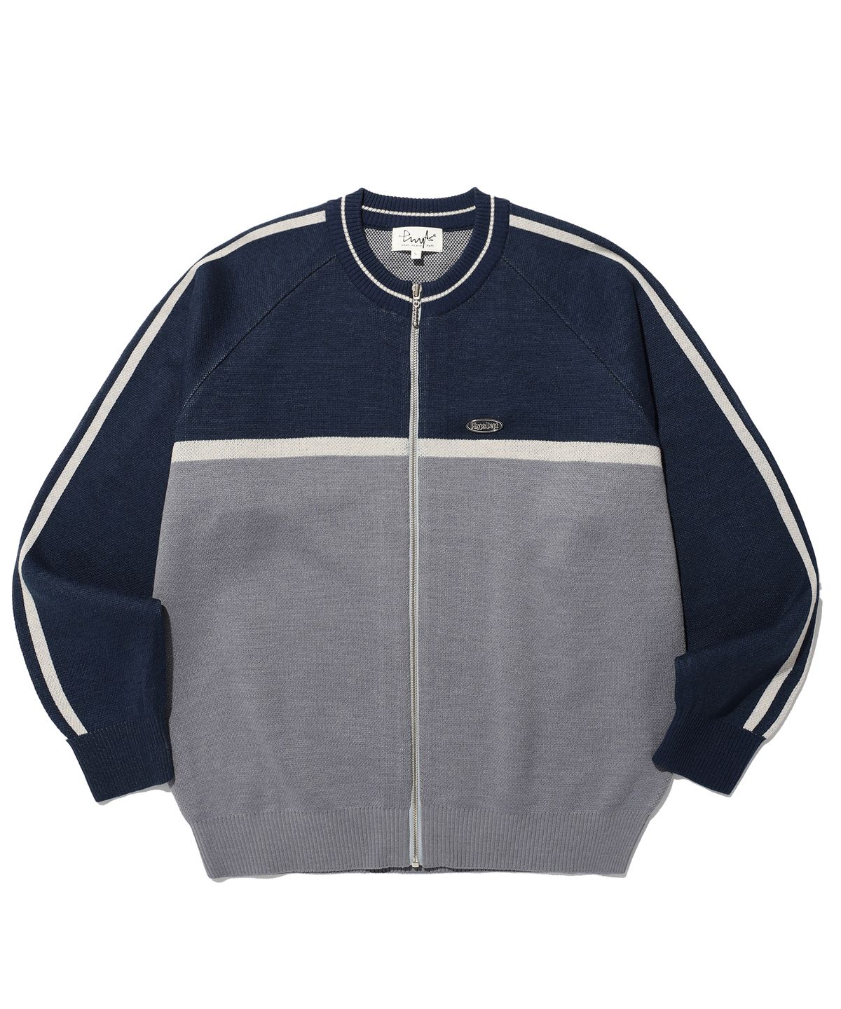 피지컬 디파트먼트(PHYSICAL DEPARTMENT) COLOR BLOCK HIGH NECK CARDIGAN VINTAGE BLUE