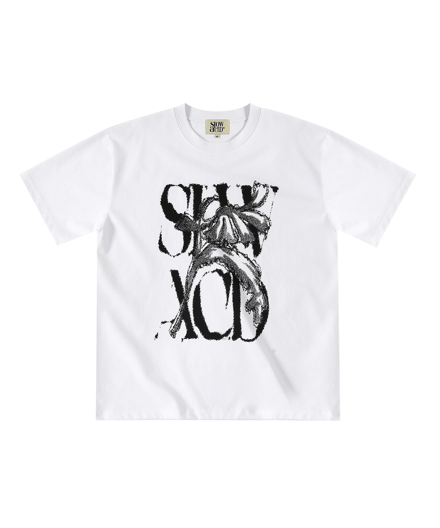 MUSINSA | SLOWACID Rusty Logo Short Sleeve T-shirt [White]
