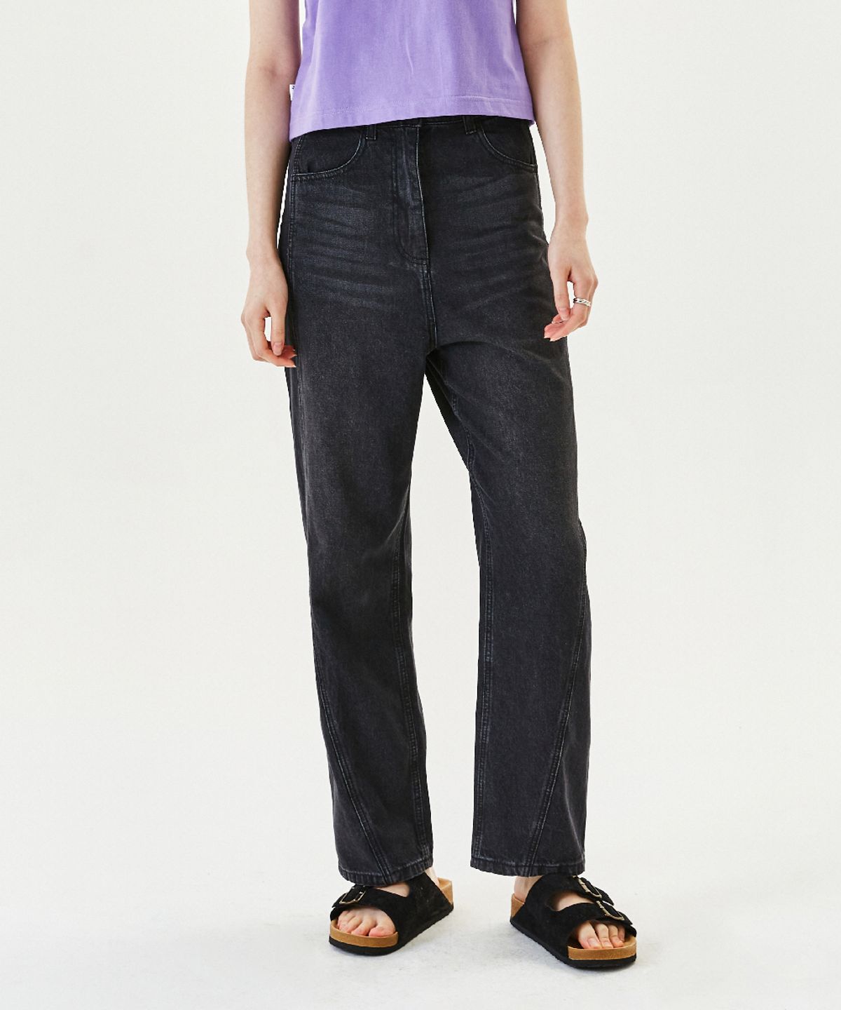 마크곤잘레스(MARK GONZALES) WOMENS NEW CURVED DENIM PANT - BLACK