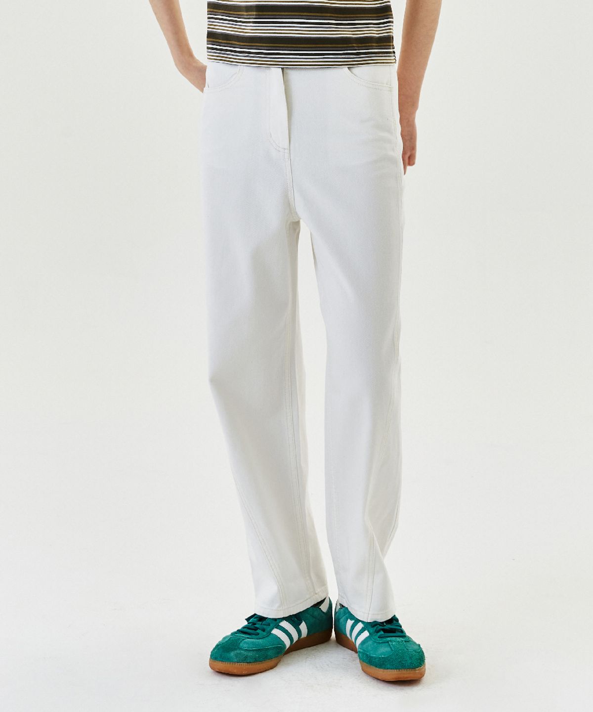 마크곤잘레스(MARK GONZALES) WOMENS NEW CURVED DENIM PANT - IVORY