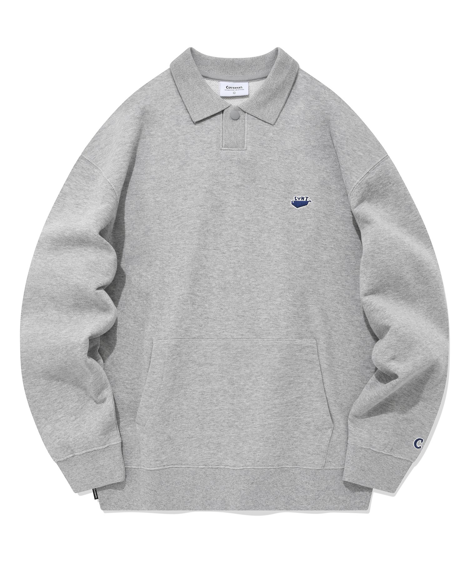 MUSINSA公式 | COVERNAT Whale logo collar sweatshirt melange gray