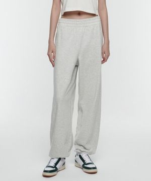 우먼즈 와이드 스웨트 팬츠 [멜란지 라이트 그레이]
