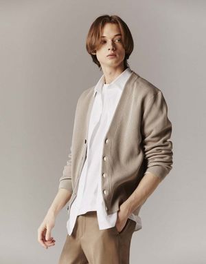 053503 12gg 스티치 브이넥 가디건