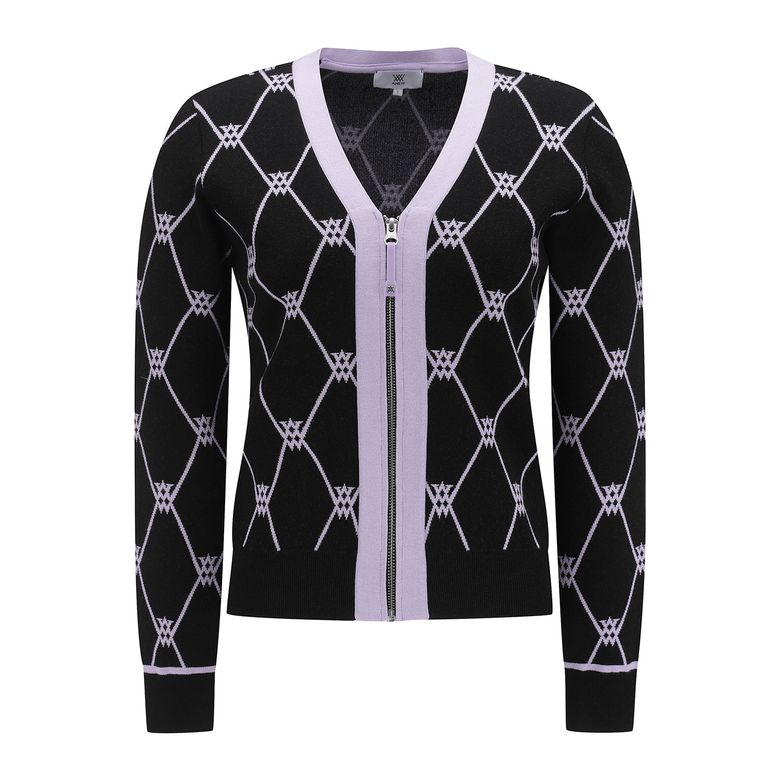 WOMEN MONOGRAM LOGO INTARSIA CARDIGAN_BK