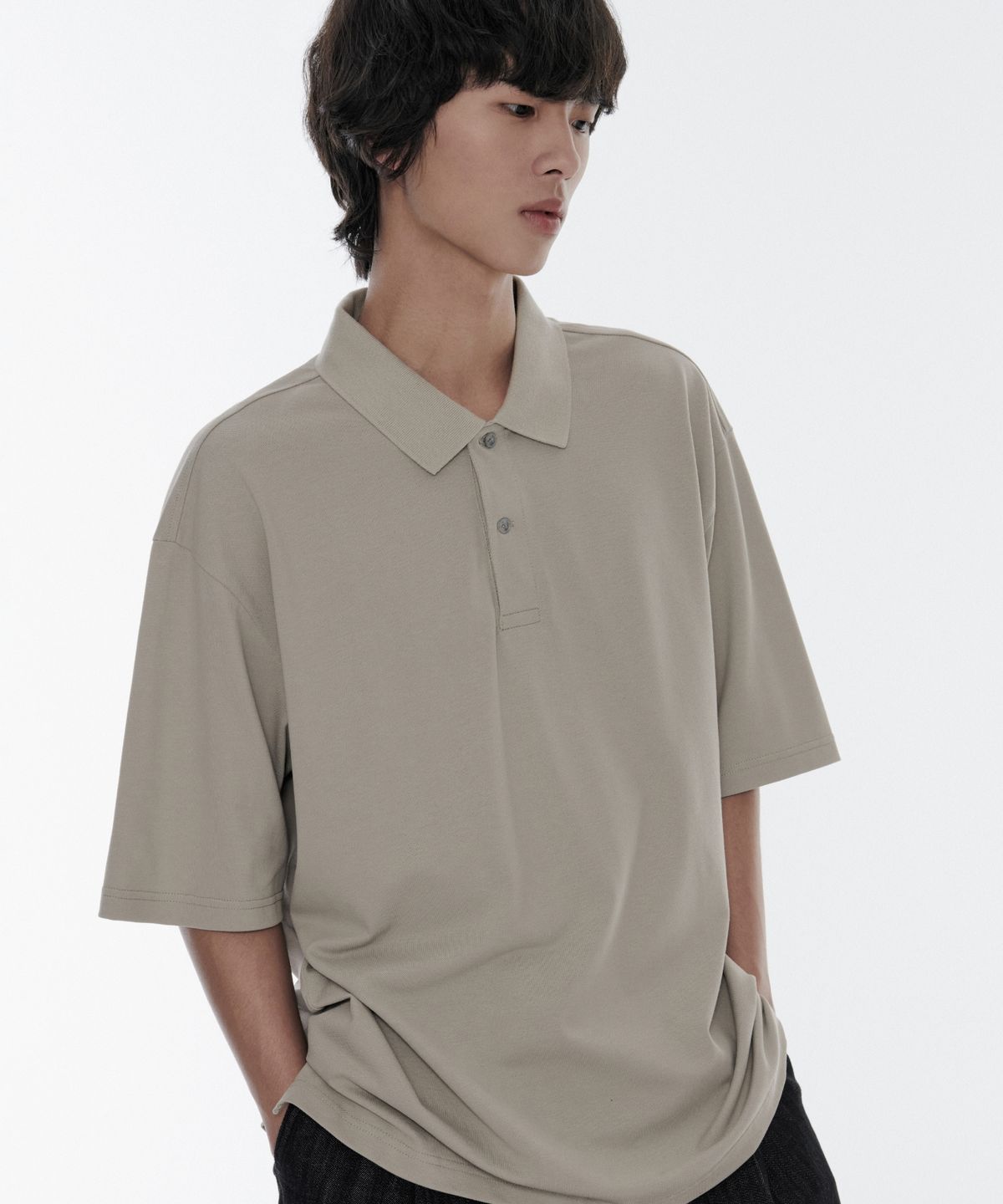 무신사 스탠다드(MUSINSA STANDARD) [쿨탠다드] 오버사이즈 피케 폴로 셔츠 [그레이쉬 베이지]