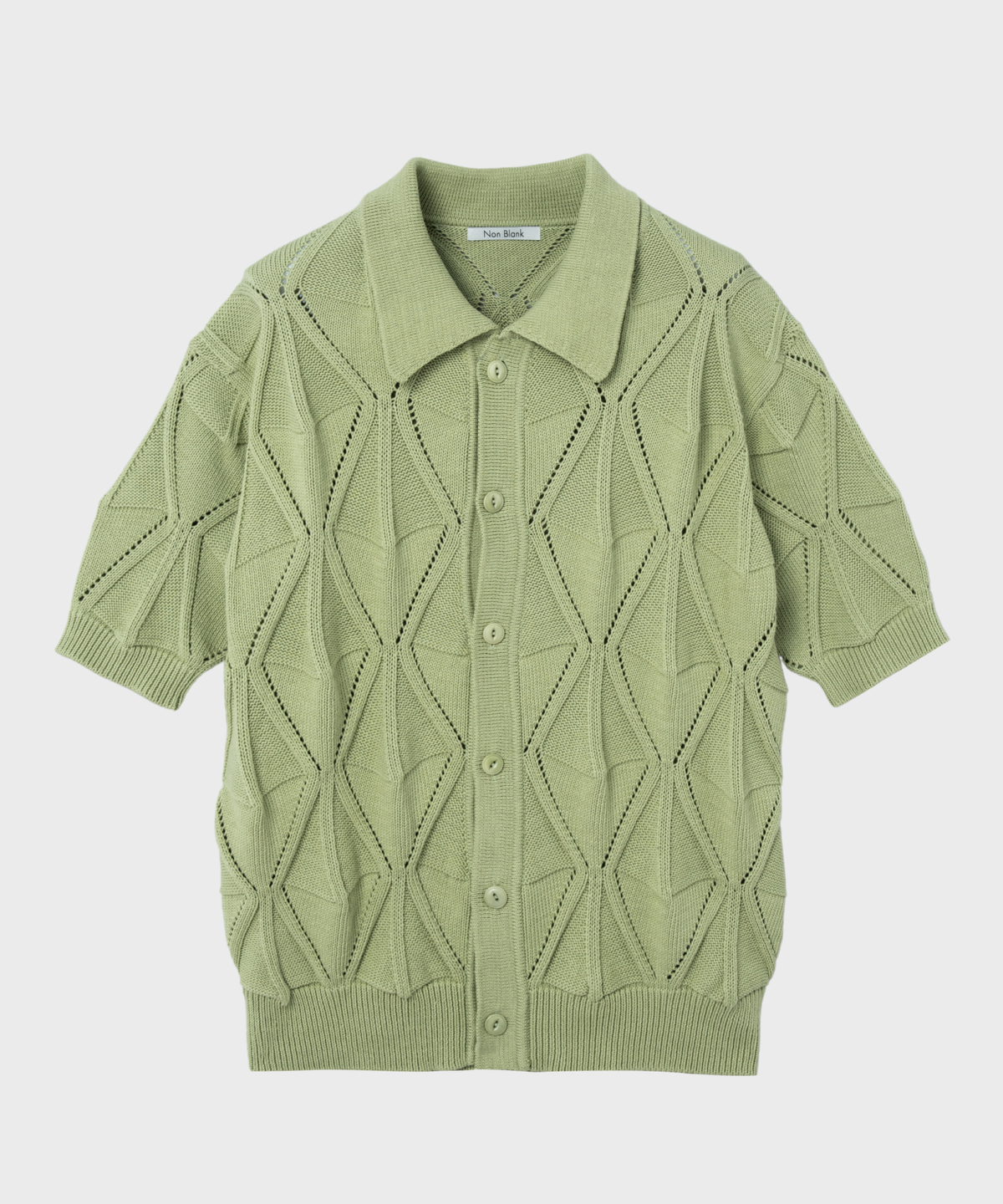 넌블랭크(NONBLANK) 크로셰 하프 슬리브 칼라 가디건_GREEN