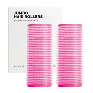 국내생산 점보헤어롤 형광핑크 2P