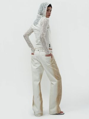 BRUSH DYEING DENIM PANTS / IVORY