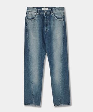 스트레이트 워시드 슬래쉬 데님 진스 인디고